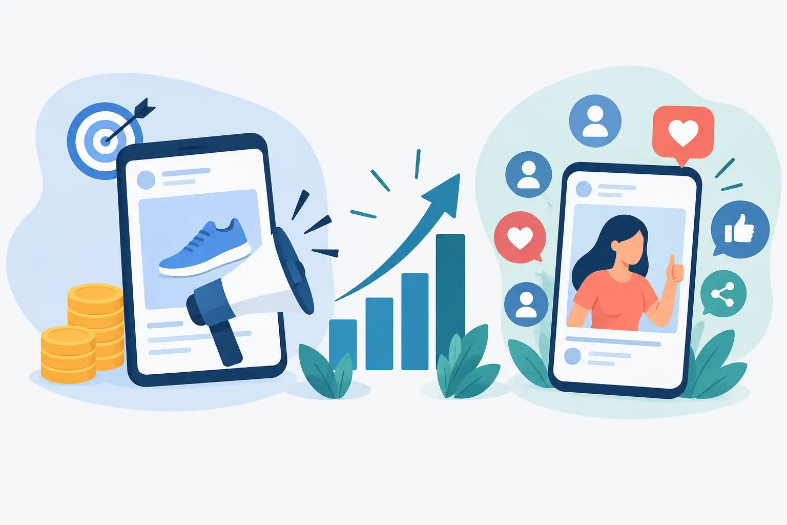 Publicidad pagada versus impulso social para crecer